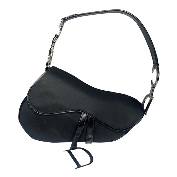 100% AUTHENTIC VINTAGE Christian Dior Black Nylon Saddle Bag Classic Iconic TIME - Picture 1 of 16